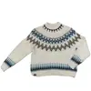Amazon Europeo y Americano Otoño/Invierno Nuevo Suéter Holgado de Cuello Redondo con Bloques de Color para Mujer Moda Pulóver de Punto Jacquard