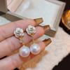Brincos pendentes de pérola camélia pequenos estilo perfumado moda alto senso temperamento brincos socialite nicho personalidade joias de orelha