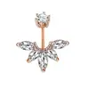Clavo de Piercing para Ombligo Transfronterizo Europeo y Americano Anillo para Ombligo de Zirconia Microincrustada Anillo para Ombligo de Mariposa de Zirconia a la Moda Joyería para Piercings Corporales
