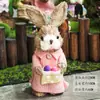 Decoração de coelho animal em palha trançada, adereços para paisagismo de canto de plantas de jardim de infância, cena de vitrine de janela de pátio, arranjo externo