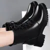 Otoño Invierno 2026 Nuevo Comercio Exterior Moda Casual Botas Martin Botines Cortos para Mujer Suela Plana Cálidos Botas Retro Negras Transfronterizo