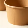 Tazón de embalaje desechable de papel kraft, recipiente redondo para llevar comida, engrosado, a prueba de fugas, con tapa, personalizable, apto para ensalada, sopa, fideos y gachas