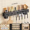 Suporte de Faca de Parede, Porta Utensílios de Cozinha Multifuncional sem Furos, Porta-Faca e Hashi Integrado
