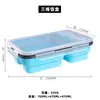 Amazon caja de almuerzo de silicona de grado alimenticio de dos compartimentos caja de conservación caja de almuerzo térmica caja de conservación portátil plegable para exteriores