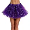 Saia Tutu Adulto em Estoque com 4 Camadas de Tule, Inclui Forro, Lantejoulas de Estrela, Saia de Tule de Comprimento Médio, Saia Bufante, Saia de Performance de Palco