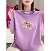 Liquidação de Camisetas de Manga Curta de Verão para Mulheres de Comércio Exterior, Modelagem Solta, Emagrecedoras, Tops Estampados, Estilosos e Rejuvenescedores, Roupas para Mulheres de Meia-Idade