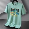 Camiseta de manga corta de algodón Xinjiang de 220 g, moderna e informal, de algodón puro, para hombre y mujer, de verano, con cuello redondo y media manga para estudiantes.