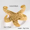 Pulseira Aberta de Aço Inoxidável com Textura Estrela do Mar Flor Borboleta Anel de Braço Banhado a Ouro 18K Joia de Aço Inoxidável