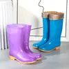 Botas de lluvia de algodón de caña alta antideslizantes con forro polar, zapatos impermeables, zapatos de goma, cubrebotas, botas de agua para mujer, zapatos cálidos para cocina de adulto, zapatos para sembrar arroz