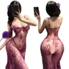 Lencería Sexy Nueva Talla Grande Sexy Pijama Transparente Bata con Abertura Alta Uniforme Tentación Pijama Sexy a Gran Escala