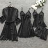Pijamas Transfronteiriços, Pijamas Femininos, Conjunto de Quatro Peças, Pijamas Coreanos de Alças, Roupa de Casa Feminina com Bojos, Pijamas 2103