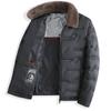 Ropa acolchada de algodón para papá de mediana edad y ancianos, cuello de piel grueso regular de invierno desmontable, ropa acolchada de algodón de grafeno de invierno con recolección en caliente, cálida