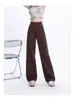 Jeans de Pierna Ancha de Tiro Alto Forrados de Polar Color Marrón Melard para Mujer, Primavera Talla Grande Ajuste Holgado, Adelgazantes, Pantalones Rectos de Nicho