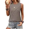 Chaleco de Verano para Mujer Amazon 2025 Estilo Europeo y Americano Holgado Cuello Redondo Color Sólido Casual Top sin Mangas Camiseta