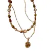 Accesorios de Collar de Cuentas de Ojo de Tigre Natural para Mujeres Cadena para Suéter de Capas Cadena de Lujo Ligero Nicho Sensación de Gama Alta Colgante Collar Gargantilla Adornos