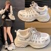 Primavera 2025 Nuevo Zapatos Torre para Mujer Suela Gruesa Combinable Ligero Súper Popular Zapatos Deportivos Casuales Malla Transpirable Zapatos para Correr