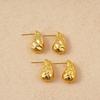 Pendientes colgantes de acero inoxidable de oro de 18 quilates con diseño transfronterizo europeo y americano, de lujo, estilo retro, versátiles y con textura rómbica.