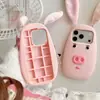 Orelhas de Pelúcia Fofo Cabeça Grande de Porco Iphone17 Apple 16 Adequado para Capa de Celular 14/15Pro Max Anti-Queda 13