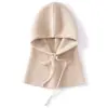 Gorro de cachemira para mujer 100% cachemira pura otoño e invierno cordón protección para las orejas cálido tejido moda gorro integrado