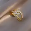 Anel Tendência Exquisito com Fivela de Ferradura Luz de Luxo Versátil Micro-Incustado Zircônia Anel Aberto Item Quente Transfronteiriço Tendência Preço de Fábrica