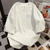 Camiseta de Manga Corta con Estampado de Letras Graffiti de Diseño Sencillo para Mujer Verano 2025 Nuevo Casual Holgado Ropa de Trabajo Superior