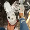 Sapatos Rasos Casuais com Strass para Comércio Exterior Transfronteiriço de Grande Tamanho Novos para Mulheres Outono 2025 Mocassins Slip-On com Solado Grosso