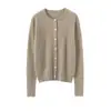 Nuevo Cárdigan de Punto de Cachemira con Cuello Redondo de Otoño e Invierno para Mujer, Manga Larga, Patrón Trenzado, Color Sólido, Suave Abrigo Superior