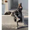 Outono e Inverno Novo Cardigã Longo Tricotado Liso Estilo Coreano Feminino Estilo Preguiçoso Costela Manga Lanterna Suéter Tendência Feminina
