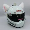 Decoración de Casco de Orejas de Gato Motocicleta Vehículo Eléctrico Jinete Mujer Casco de Moto para Esquiar Orejas de Felpa Desmontables