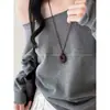 Collar con colgante largo ovalado hueco mate irregular, cadena para la clavícula casual de nicho de alta gama, cadena para suéter, accesorio para el cuello