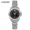 Relojes de Moda Longbo para Hombre y Mujer con Incrustaciones de Diamantes para Comercio Exterior, Relojes de Pareja de Venta Caliente Transfronteriza, Relojes de Cuarzo con Correa de Acero Impermeables Luminosos