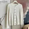 Cardigan de Punto Trenzado de Cachemira de Color Sólido, Estilo Suave y Pegajoso, para Mujer, Cuello Redondo, Tejido Holgado, Sensación de Prenda Exterior Pequeña, Top de Otoño