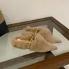 Pantuflas Esponjosas para Mujer, Mocasines Deslizables para Exteriores, Nuevo Estilo Otoño/Invierno 2026, Forradas de Pelo de Conejo para Calidez, Media Pantufla de Punta Cerrada