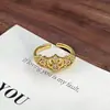 Anillo Abierto de Encaje Geométrico Hueco Retro Vintage de Moda para Mujer, Único y Elegante con un Toque de Lujo