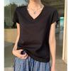 Foto Real # Camiseta de Manga Corta de Seda de Hielo con Hombro Derecho Descubierto para Mujer Delgada Verano 2025 Nueva Look Holgado Adelgazante Versátil Top Manga Media