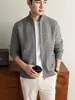 Suéter abrigo para hombre estilo 'old money' yingao, otoño e invierno, cuello alto, cremallera, holgado, manga larga, tejido de punto trenzado, cárdigan
