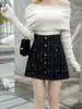 Falda a cuadros de cintura alta estilo Chanel para mujer, nueva falda corta de línea A de otoño e invierno, falda lápiz de tweed adelgazante