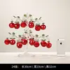(Viene con una alfombrilla) Adorno de Árbol de Manzana de Cristal Rojo Decoración de Sala de Estar Adorno Artesanía Cristal Artificial Estilo Chino
