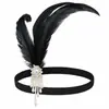 Diadema de Plumas Estilo Gatsby de los años 20 Diadema para Fiesta de Té de Halloween Tocado Retro para Novia Ropa de Noche