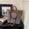 Bolsa de Gran Capacidad para Viajes Diarios para Mujer 2026 Invierno Nuevo Bolso de Lona Rayada Bolso de Hombro Casual Bolso de Mano