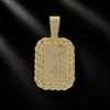 Hip Hop Europeo y Americano Aleación Full Diamante Placa de Perro Colgante Cuadrado Personalidad Tendencia Accesorios de Joyería para Hombres Venta al por Mayor Transfronteriza