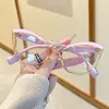 Óculos Fashion Cat-Eye Sem Grau com Cores Contrastantes, Bloqueio de Luz Azul, Estilo Europeu e Americano, Óculos de Armação Grande
