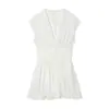 Vestido Cruzado Feminino 2026 Estilo Europeu e Americano Moda Casual Slim Fit com Botões Decorados Decote V Sem Mangas para Mulheres E5260452