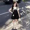 Conjunto de Verano para Niñas con Peto 2026 Nuevo Estilo Coreano Ropa de Verano para Niñas, Manga Corta Súper Linda para Niños