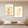 Jarrón de Arte Dormitorio Mesita de Noche Pintura Decorativa Madera Original Estilo Crema Líneas Abstractas Sala de Estar Comedor Combinación Pintura Colgante Vertical