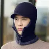 Gorro para Hombre de Invierno de una Pieza Tejido Gorro Deslizante con Máscara de una Pieza Forrado de Felpa Engrosado Resistente al Viento y al Frío Protección para los Oídos para Ciclismo
