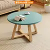 Juego de Mesa de Café Sencillo de Madera Maciza Japonesa Mesa Redonda Pequeña para Apartamento Dormitorio Mesa Auxiliar para Sofá de Sala de Estar Mesa de Té para Balcón