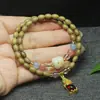 Sándalo Verde Sándalo de Sangre Cuentas de Grano de Arroz de 5 mm Pulsera de Doble Círculo para Mujer Cuentas de Oración de Sándalo Cuentas Budistas Accesorios de Joyería Artesanal