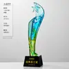 Trofeo Creativo Hecho a Medida para Reuniones Anuales Corporativas de Alto Nivel y Grandes, Trofeo de Vidrio Conmemorativo Ganador