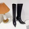 Botas altas marrones para mujer, botas para mujer petite, botas de tacón alto de nuevo estilo, botas de caña alta, botas de equitación de punta fina, zapatos para mujer, botas